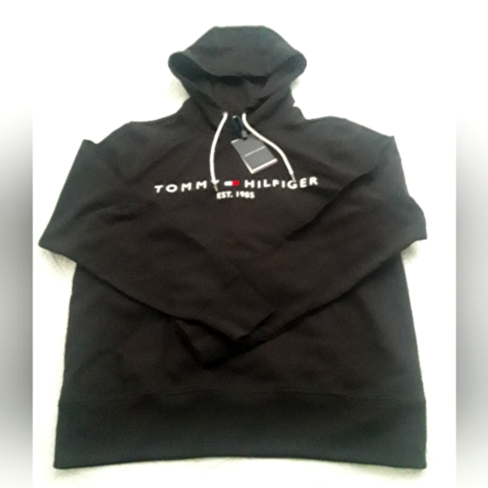 TOMMY HILFIGER MEN'S BLACK HOODIE - SZ L